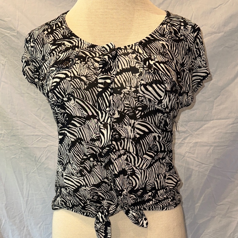 Waverly Black and White Zebra Print Blouse